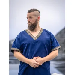 Viking tunic, short-sleeved, blue “Loki”
