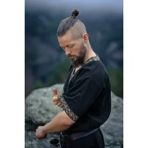 Viking tunic, short-sleeved, black “Loki”