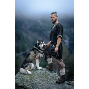 Viking tunic, short-sleeved, black “Loki”