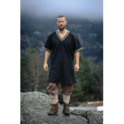 Viking tunic, short-sleeved, black “Loki”