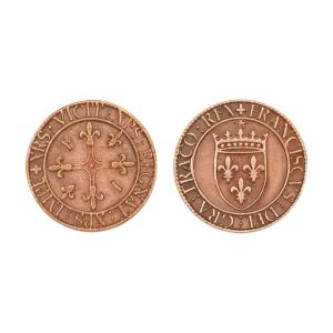 Medieval bronze coin King Charles VII