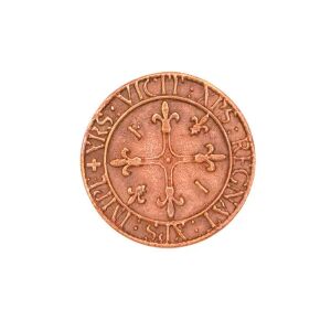 Medieval bronze coin King Charles VII