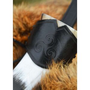 Leather horn holder for drinking horn black, embossed triskele, various sizes