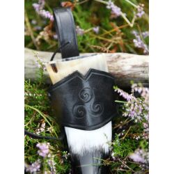 Leather horn holder for drinking horn black, embossed triskele, various sizes