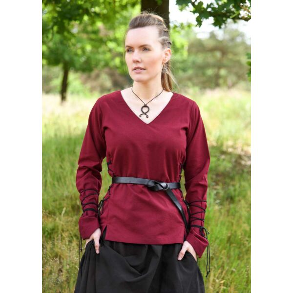 Market-Medieval Blouse Aila Laced wine red