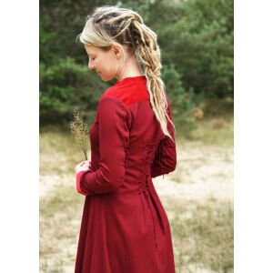 Medieval dress with velvet details wine red "Meira"