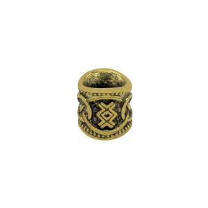 Viking rune hair bead/beard bead, 8 mm (0.31 inch) hole, brass color