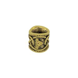 Viking rune hair bead/beard bead, 8 mm (0.31 inch) hole, brass color