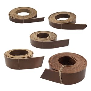 Leather strap approx. 140 cm (55 inches) for belts, vegetable-tanned, dark brown