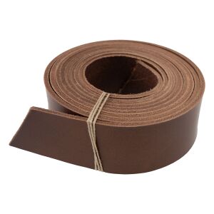 Leather strap approx. 140 cm (55 inches) for belts, vegetable-tanned, dark brown