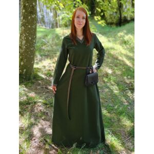Medieval long-sleeved green dress with...