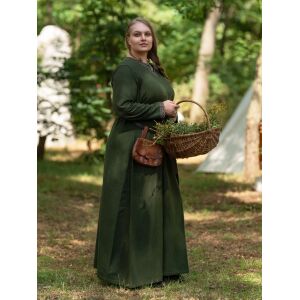 Medieval long-sleeved green dress with...