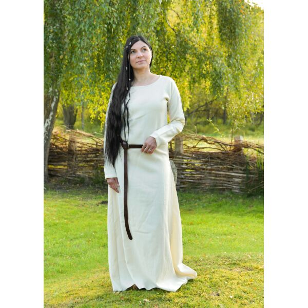 Simple Viking dress, wool, natural, "Celeste"