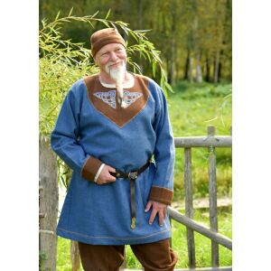 Viking wool tunic blue-brown "Esben"