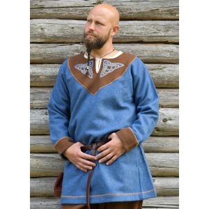 Viking wool tunic blue-brown "Esben"