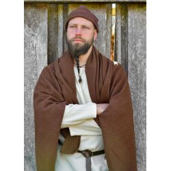 Viking rectangular cloak, blanket, diamond twill, wool, brown, "Bente"