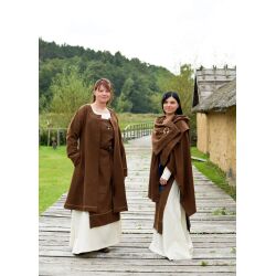 Viking rectangular cloak, blanket, diamond twill, wool, brown, "Bente"
