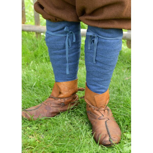 Viking wool calf wrap, leg wrap, blue "Ando"