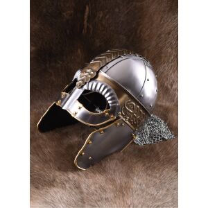 Spectacle helmet with cheek flaps and chain mail “Beowulf"