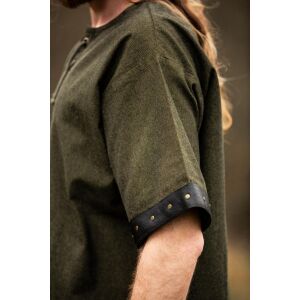 Mens shirt Hagen with leather appliqués - short sleeve