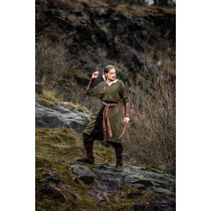 Viking tunic linen V-neck mens knee-length...