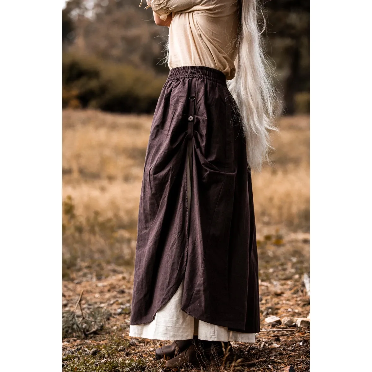 Medieval skirt brown-natural double laye box