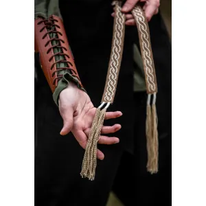 Medieval tie belt cotton embroidery unisex "Vigga"