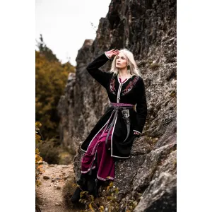 Viking coat black Urnes embroidery "Skadi"