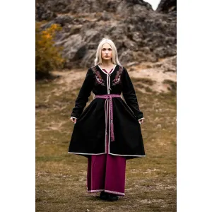 Viking coat black Urnes embroidery "Skadi"