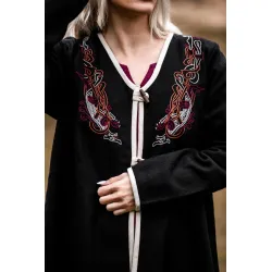 Viking coat black Urnes embroidery "Skadi"