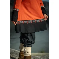 Viking tunic orange unisex hand embroidery "Freydis"
