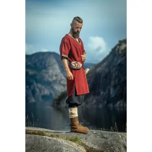 Viking tunic short sleeve red V-neck "Loki"