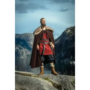 Viking cloak brown faux fur collar one size...