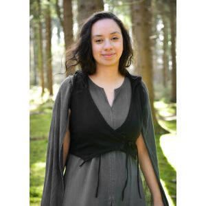 Medieval waistcoat with hood black ladies "Nalen"