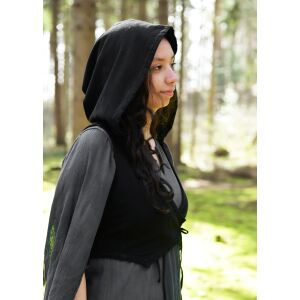 Medieval waistcoat with hood black ladies "Nalen"