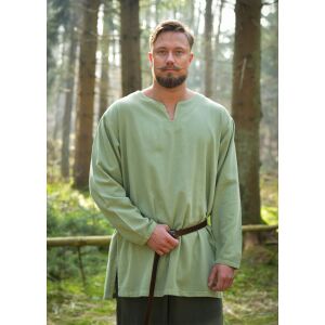 Medieval tunic green twill round neck "Varnis"