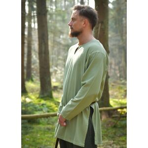 Medieval tunic green twill round neck "Varnis"