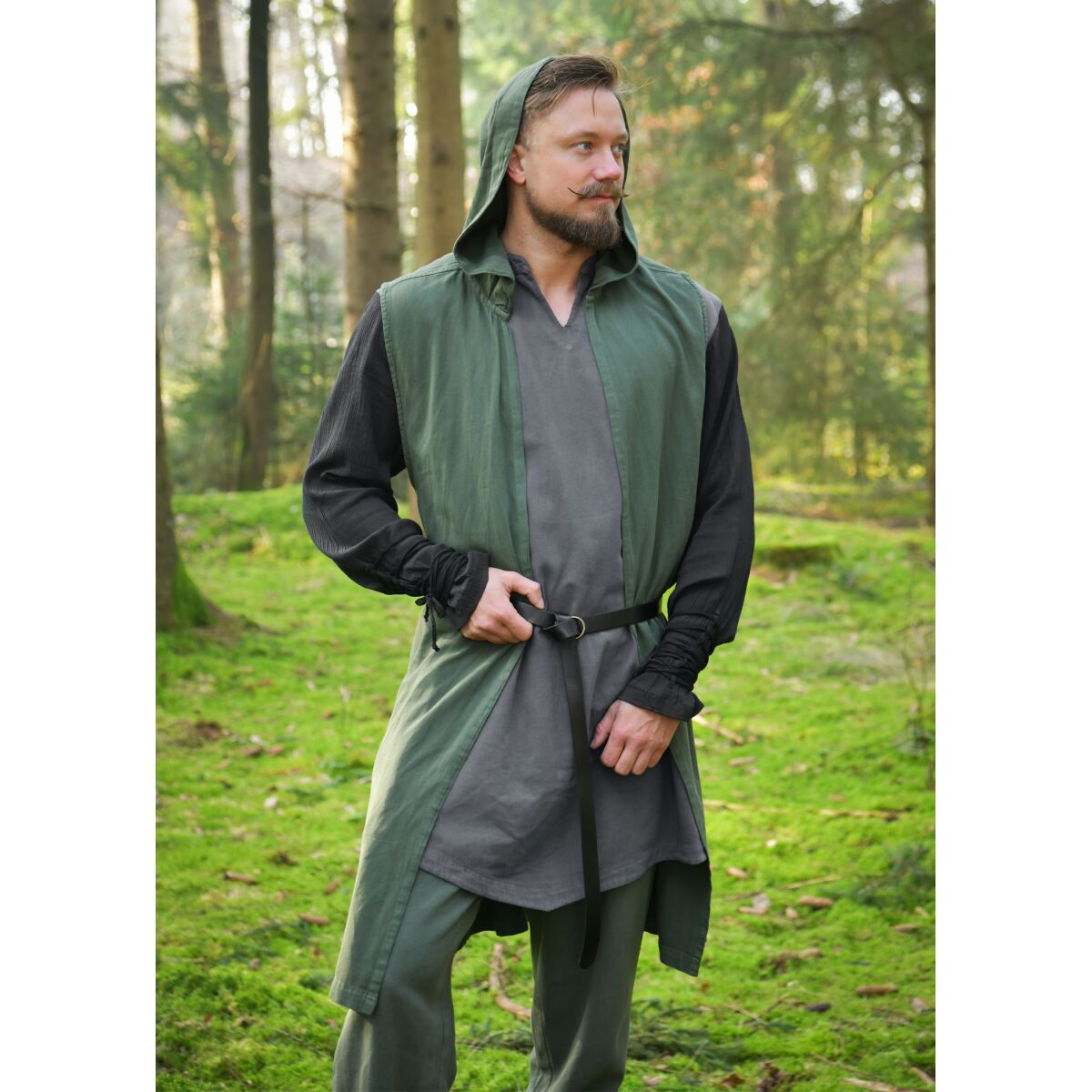 Medieval waistcoat olive green sleeveles box