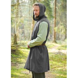 Sleeveless tunic grey with hood crinkle look "Malric"