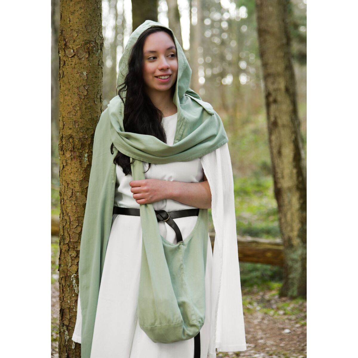 Medieval hooded scarf used-look cotton box