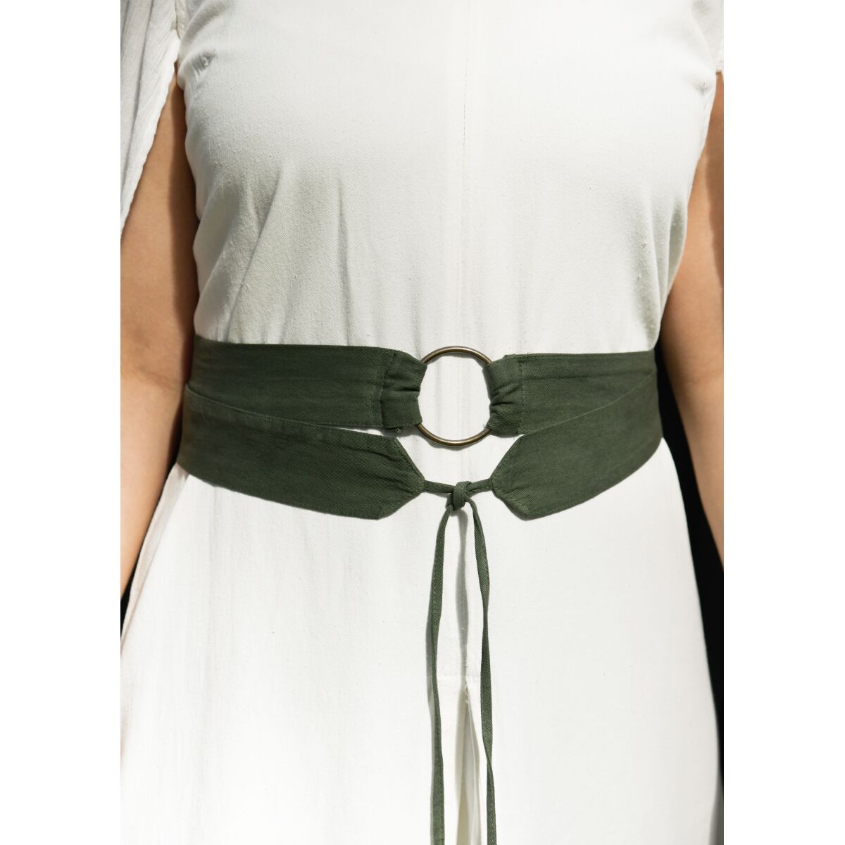 Medieval fabric belt olive green doubled box