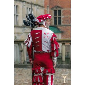 Yoremade Landsknecht doublet white/red - wool blend fabric, sleeveless
