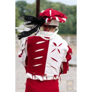 Yoremade Landsknecht doublet white/red - wool blend fabric, sleeveless