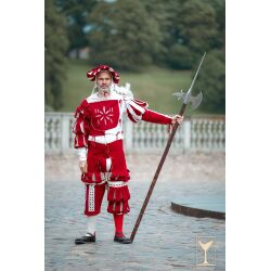 Yoremade Landsknecht doublet white/red - wool blend fabric, sleeveless