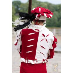 Yoremade Landsknecht doublet white/red - wool blend fabric, sleeveless
