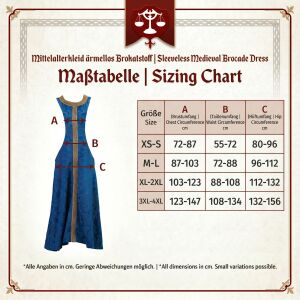 Medieval dress sleeveless brocade fabric