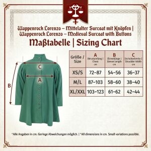 Surcoat Lorenzo - Medieval surcoat with buttons