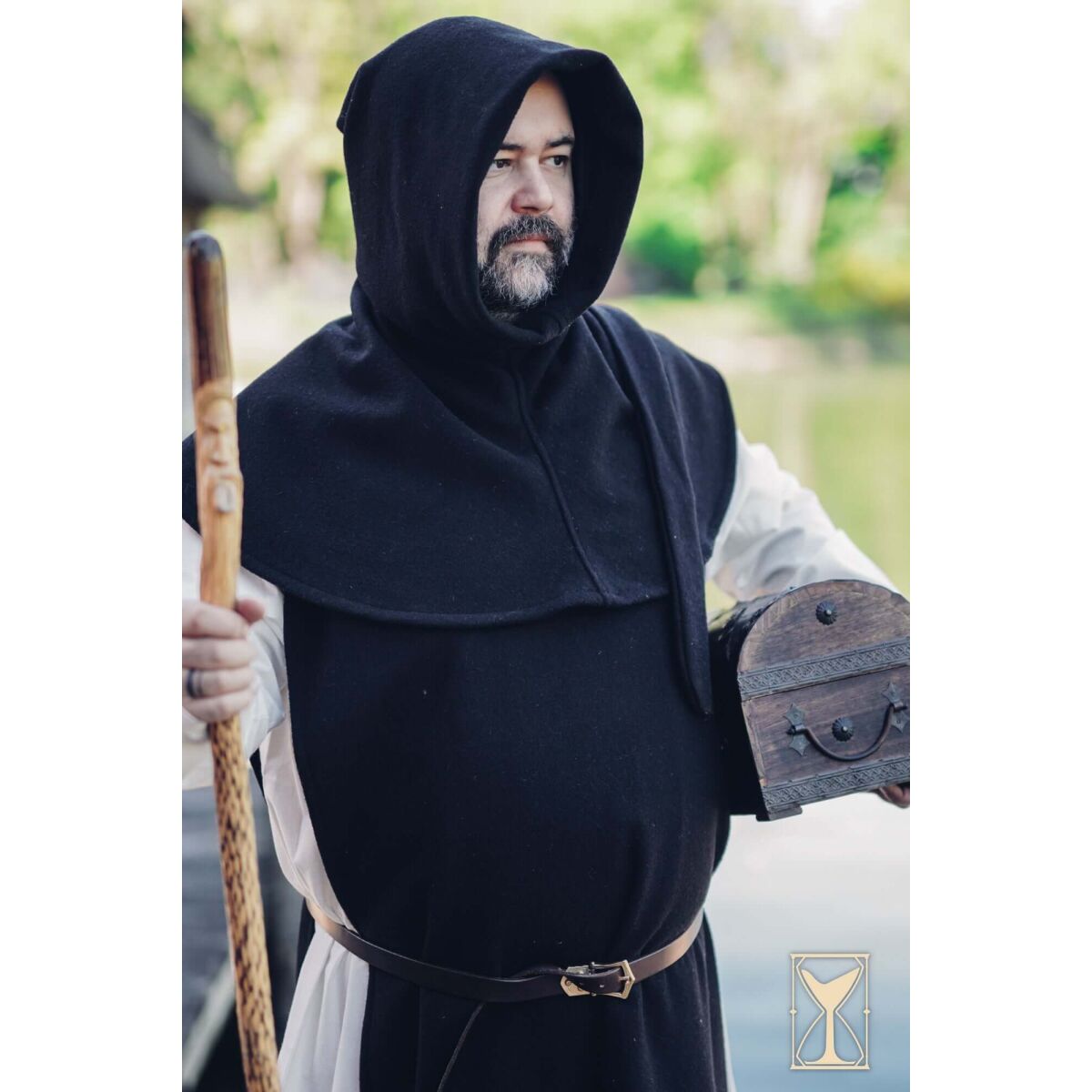 Medieval gugel with hood made from brush box