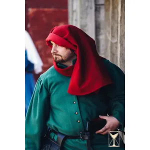 Medieval gugel with hood made from brushed woollen fabric