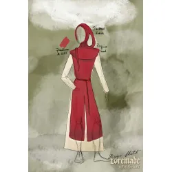 Medieval gugel with hood made from brushed woollen fabric